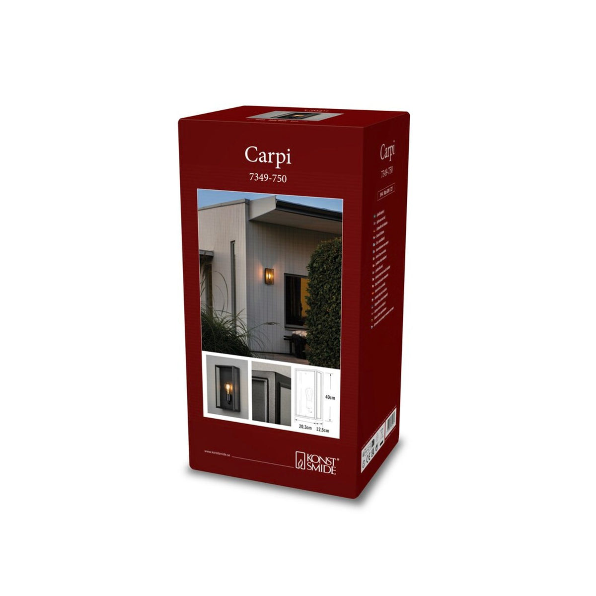 Carpi E27 Vägglampa Ute Svart/Klar, Stor (20.5 cm)