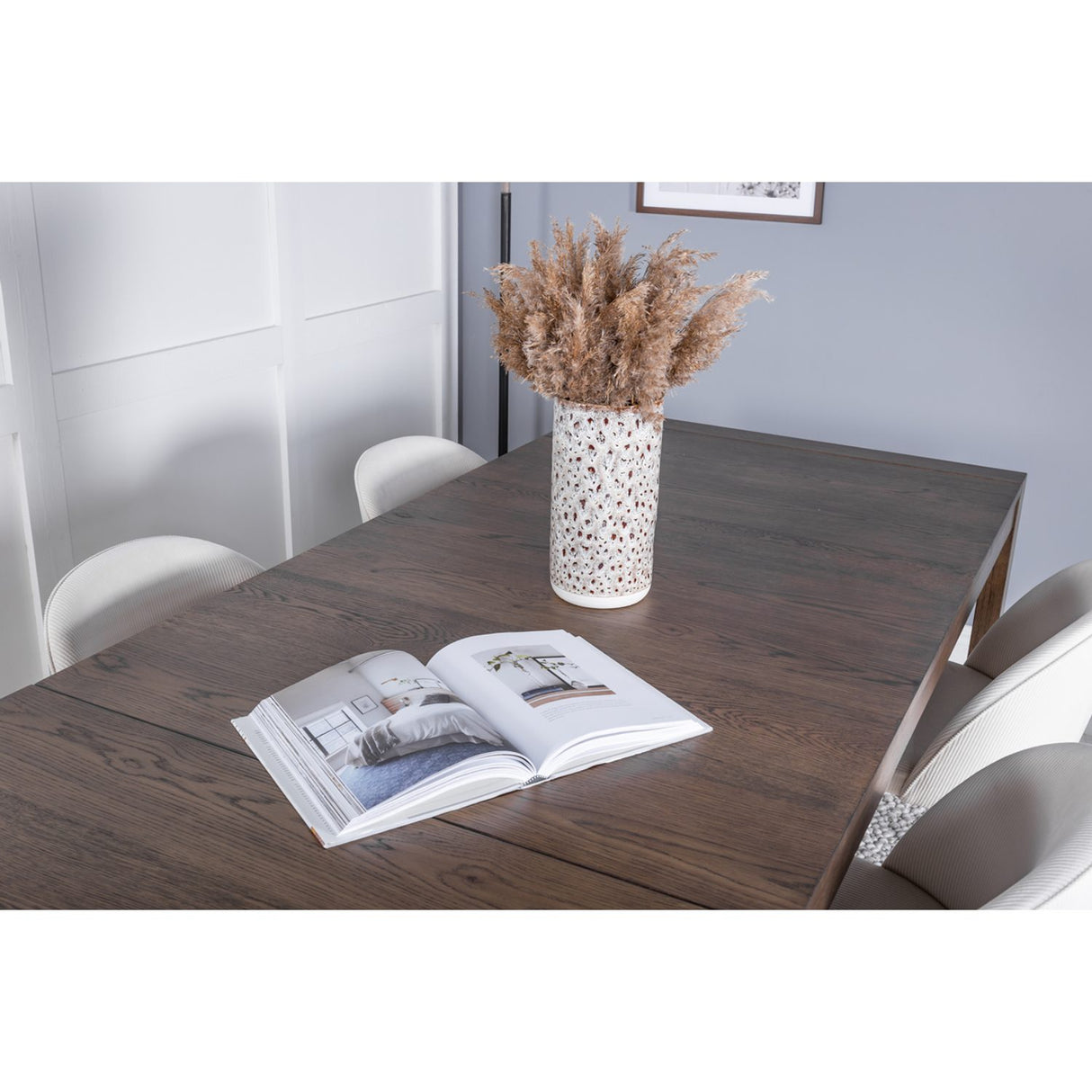 Slider, Velvet Rektangulär matgrupp Vit, Natur, 6st