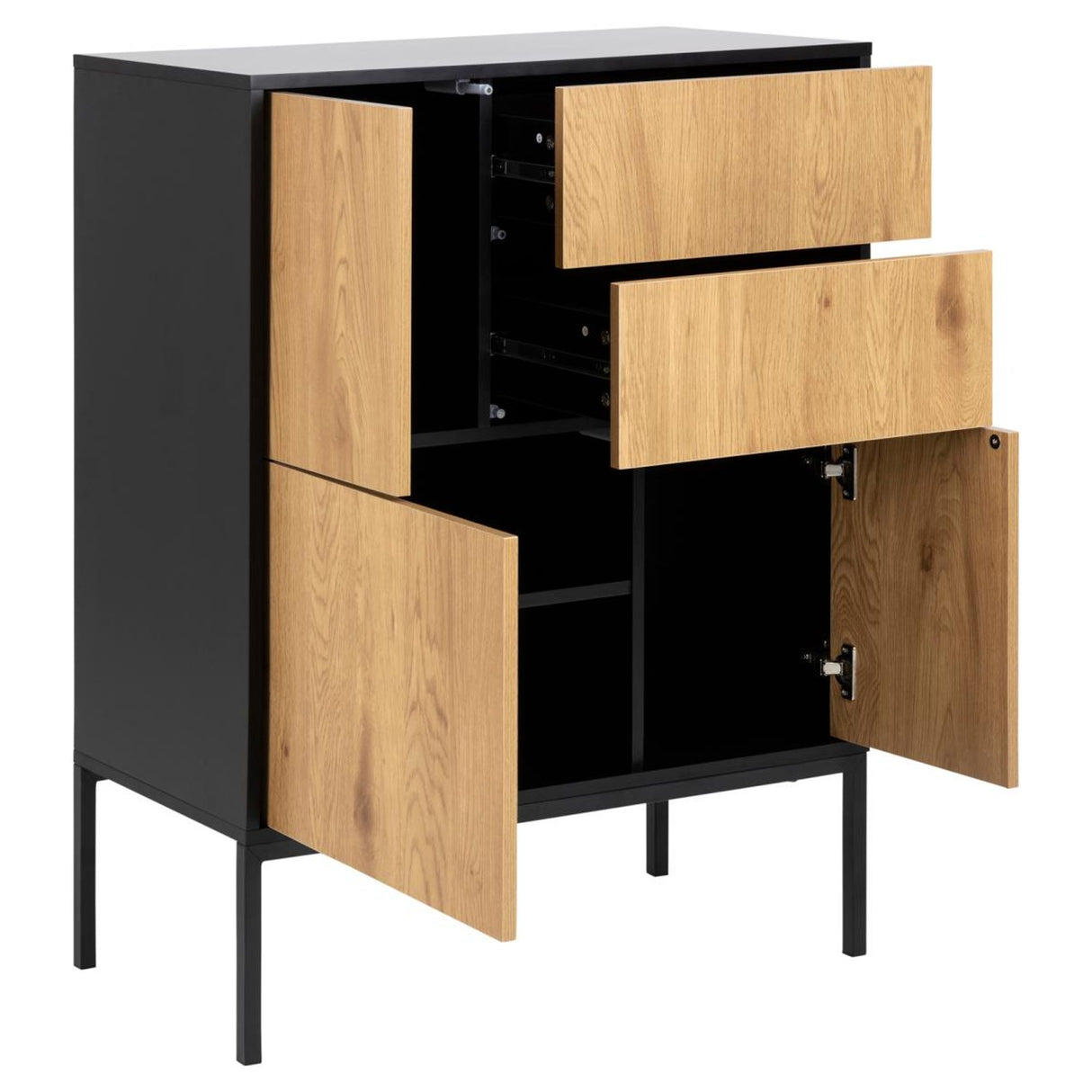Notting Hill Sideboard 2 lådor 103x80x40 cm Svart/Ek