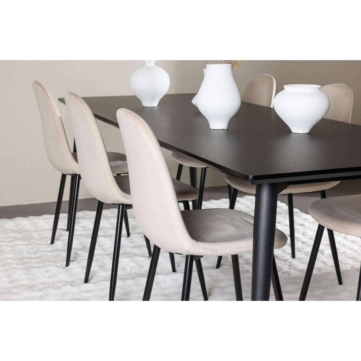 Ellis, Polar Rektangulär matgrupp Beige,Svart, Svart, 230 x 85