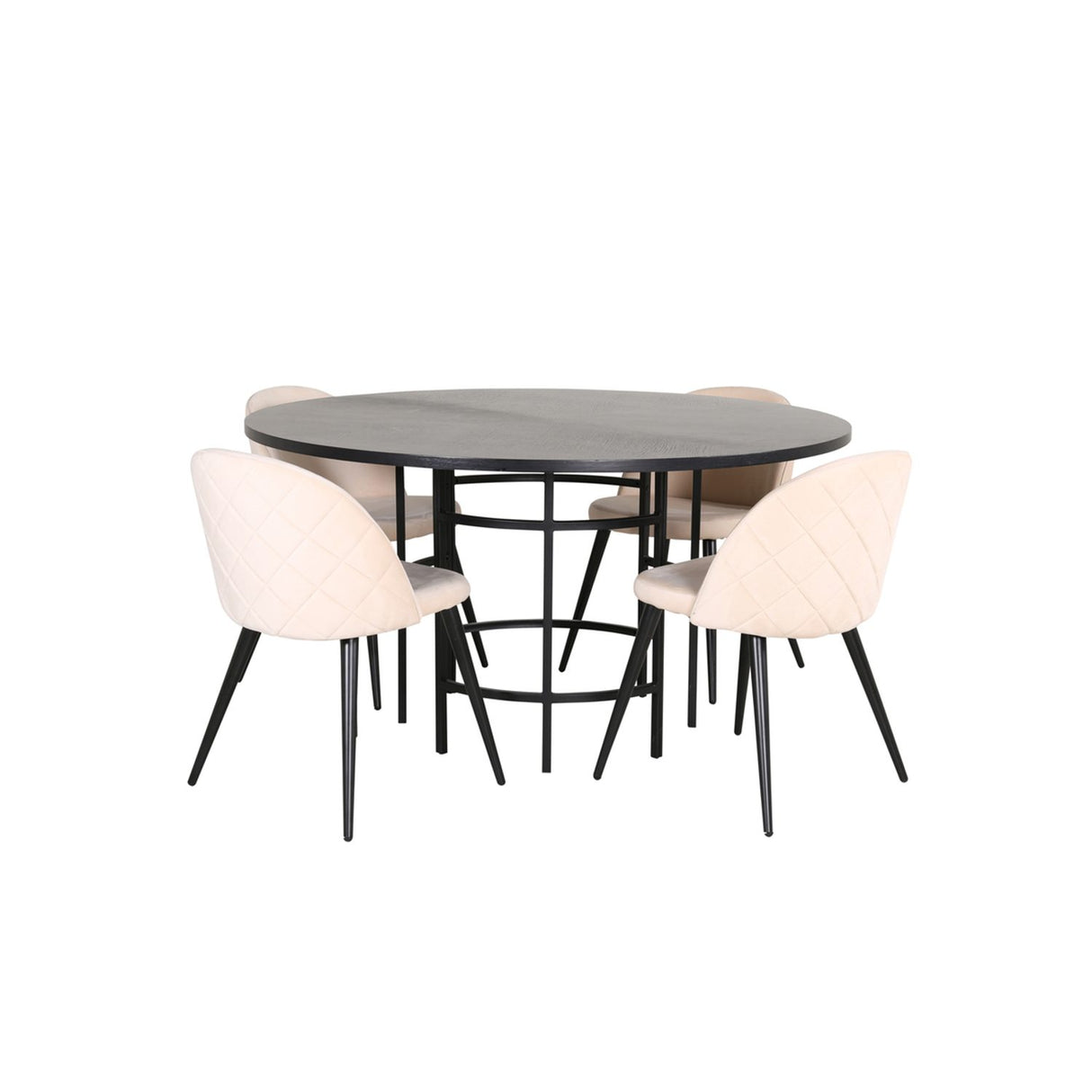 Copenhagen, Velvet Rund matgrupp Beige,Svart, Svart, ⌀140