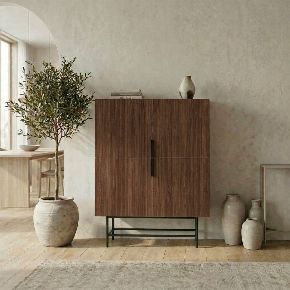 Edinburgh (100 x 128 x 40 cm) Sideboard Milano valnöt svart
