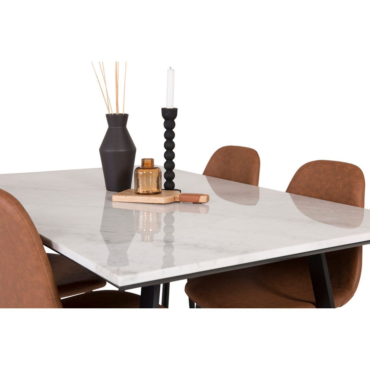 Estelle, Polar Rektangulär matgrupp Svart,Brun, Svart,Vit, 140 x 90