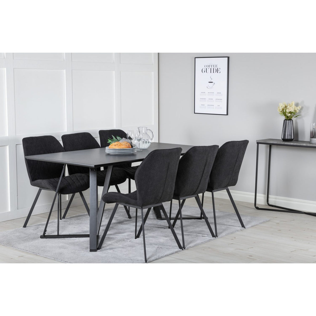 Marina, Gemma Rektangulär matgrupp Svart, Svart, 180 x 90