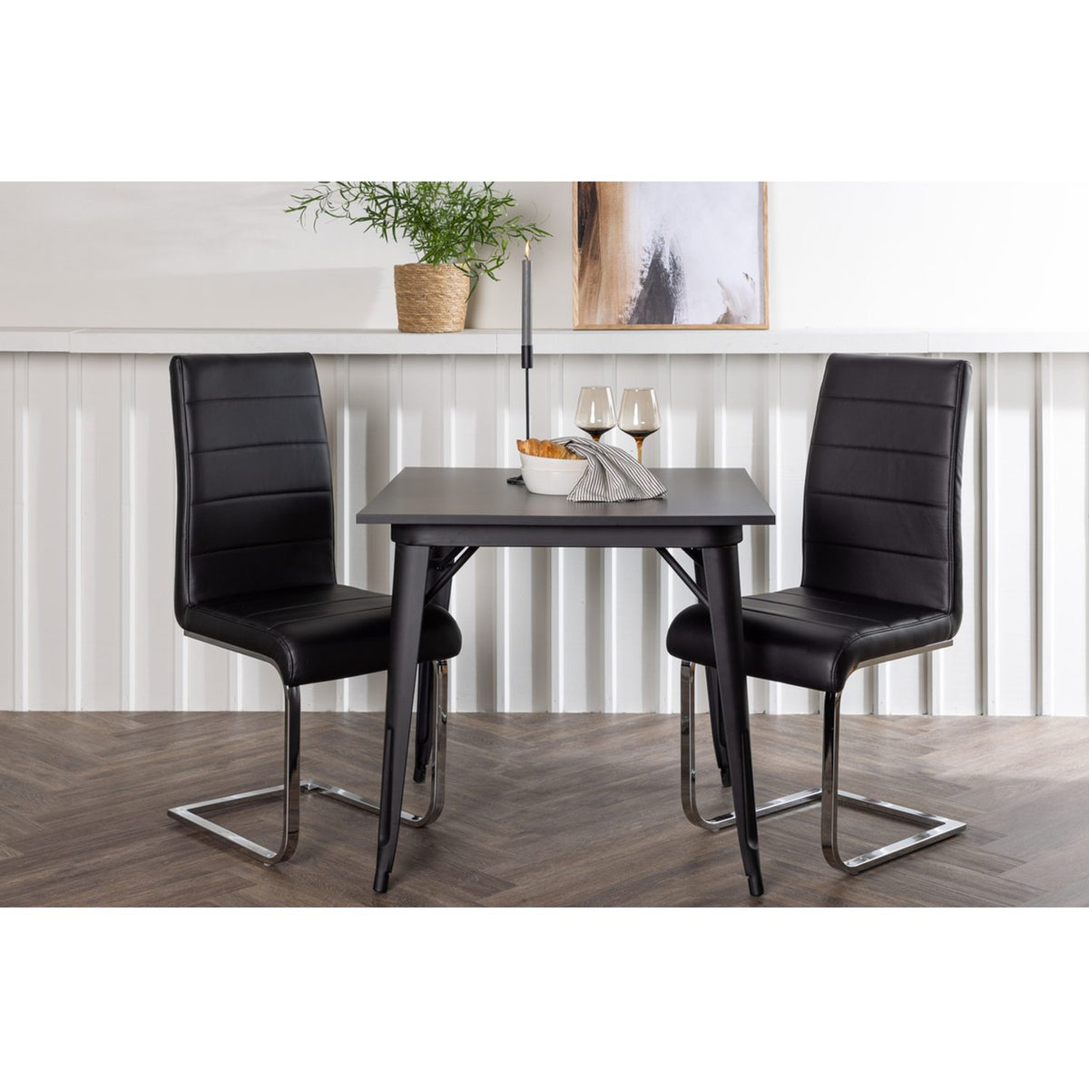 Tempe, Tempo Rektangulär matgrupp Svart,Grå, Svart, 80 x 80