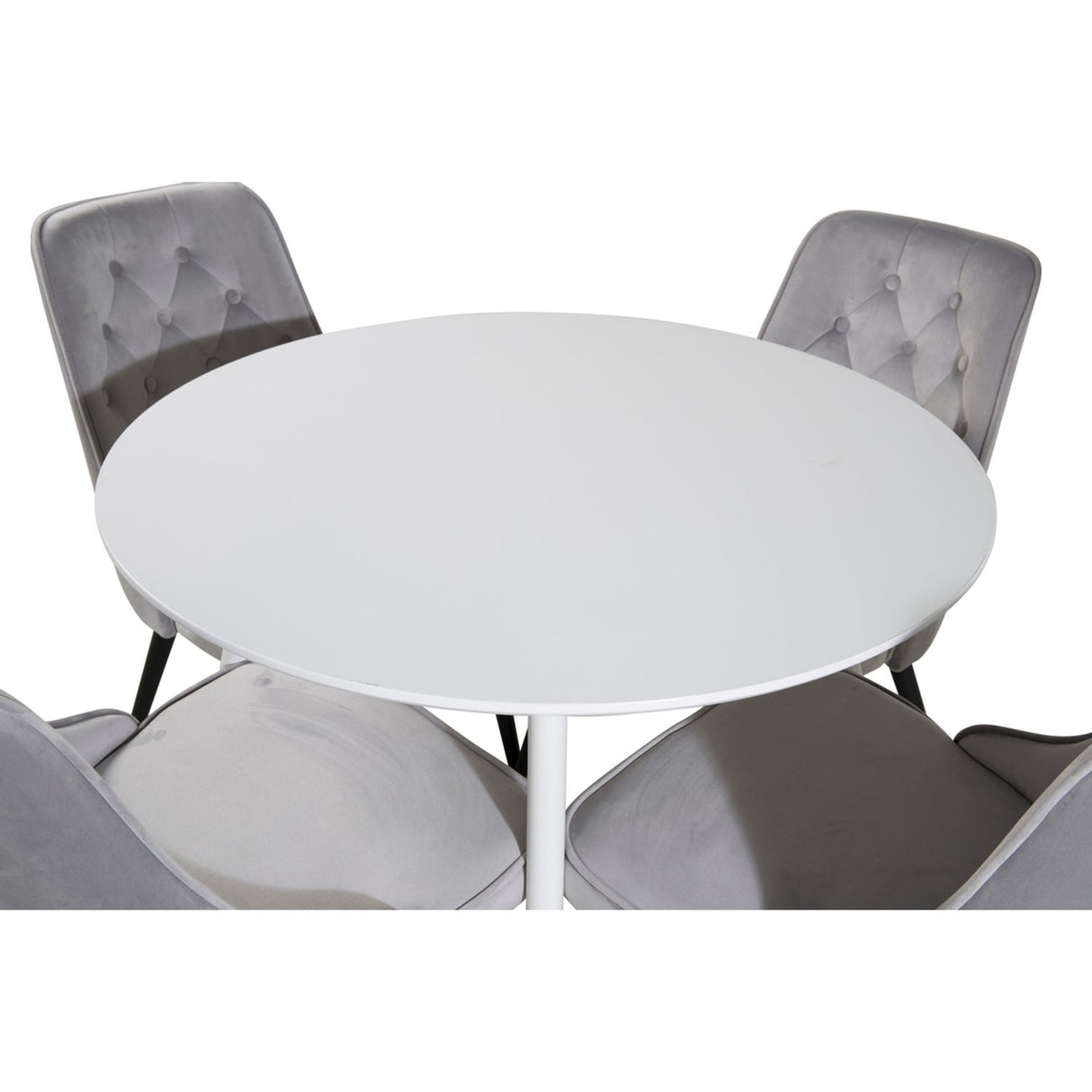 Plaza, Velvet Deluxe Rund matgrupp Svart,Ljusgrå, Vit, ⌀100