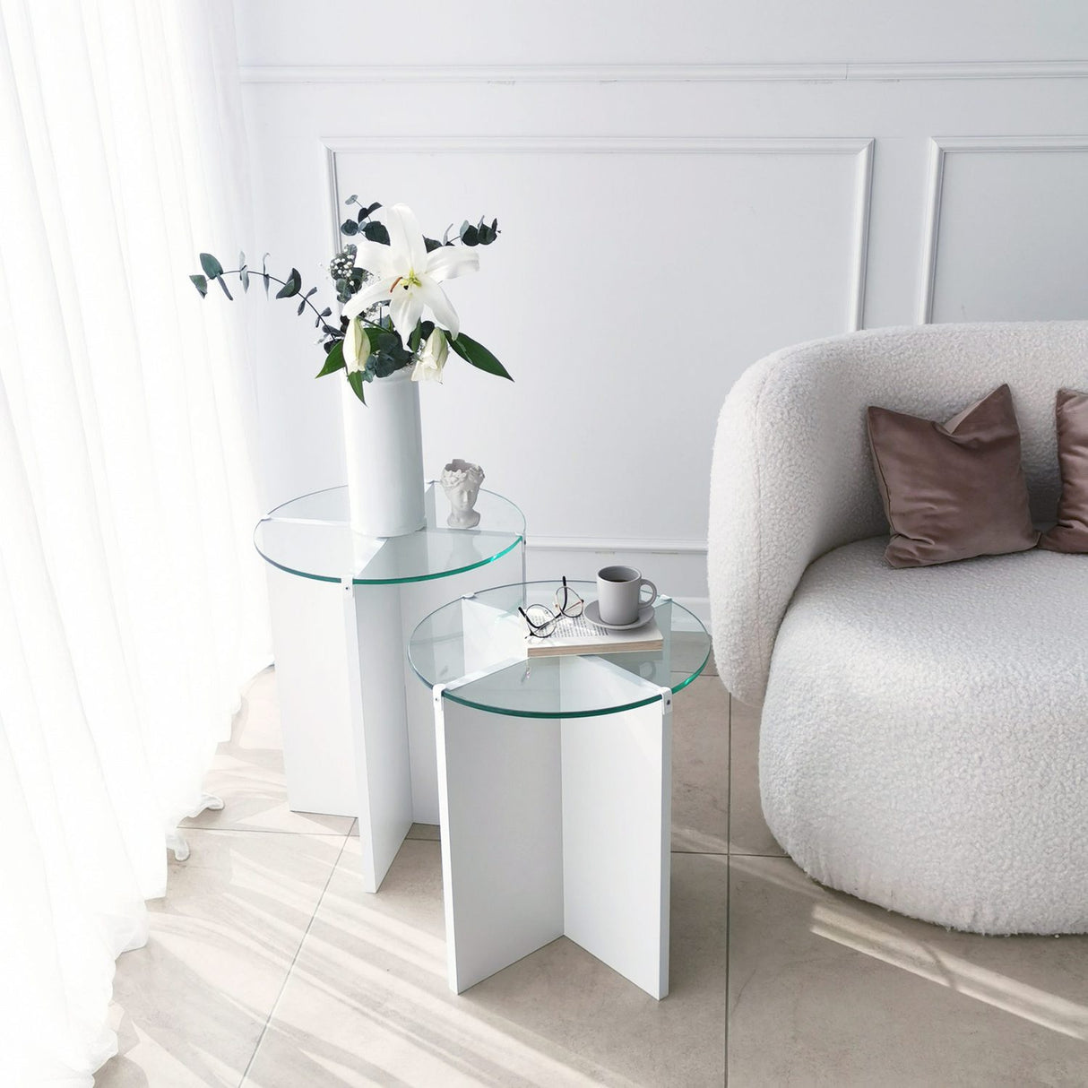 Lily (45 x 55 x 13 cm) Satsbord (2 delar) Vit