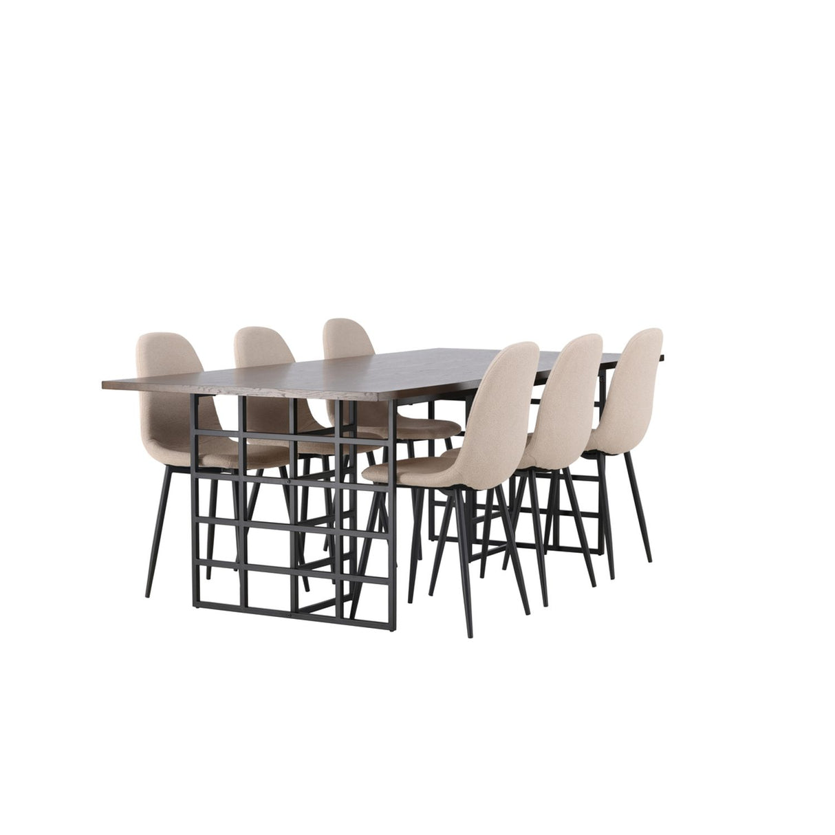 Ystad, Polar Rektangulär matgrupp Beige,Svart, Svart, mocka, 220 x 100