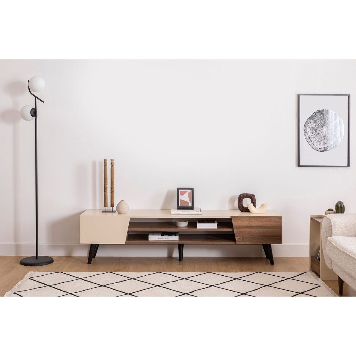 Malmö Valnöt / Beige (180 x 45 x 37 cm) TV-bänk