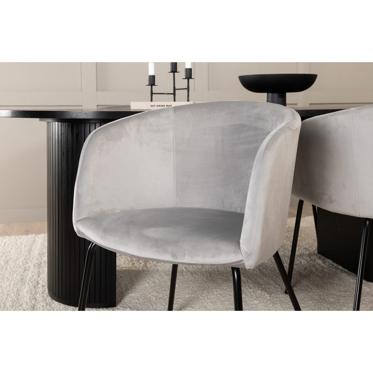 Bianca, Berit Oval matgrupp Grå, Svart, 4st