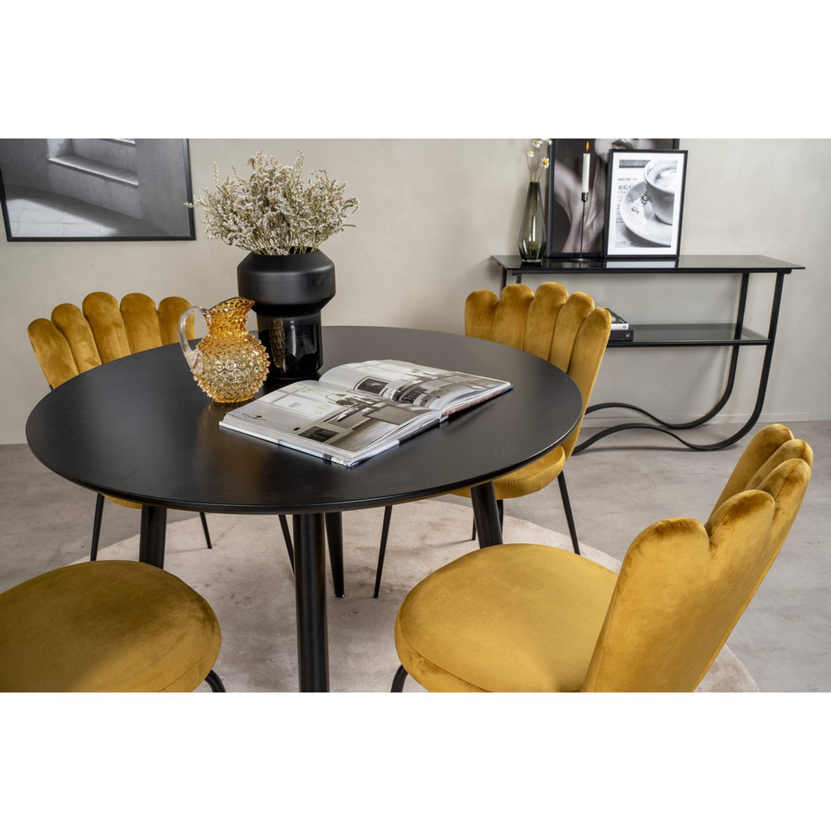 Plaza, Limhamn Rund matgrupp Svart, Gul, Svart, ⌀100