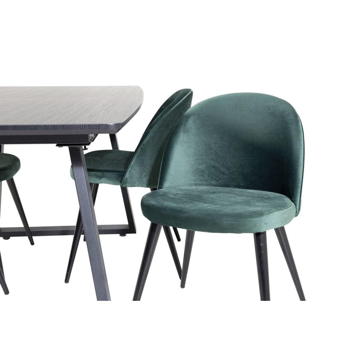 Inca, Velvet Rektangulär matgrupp Svart,Grön, Svart, 160 x 85