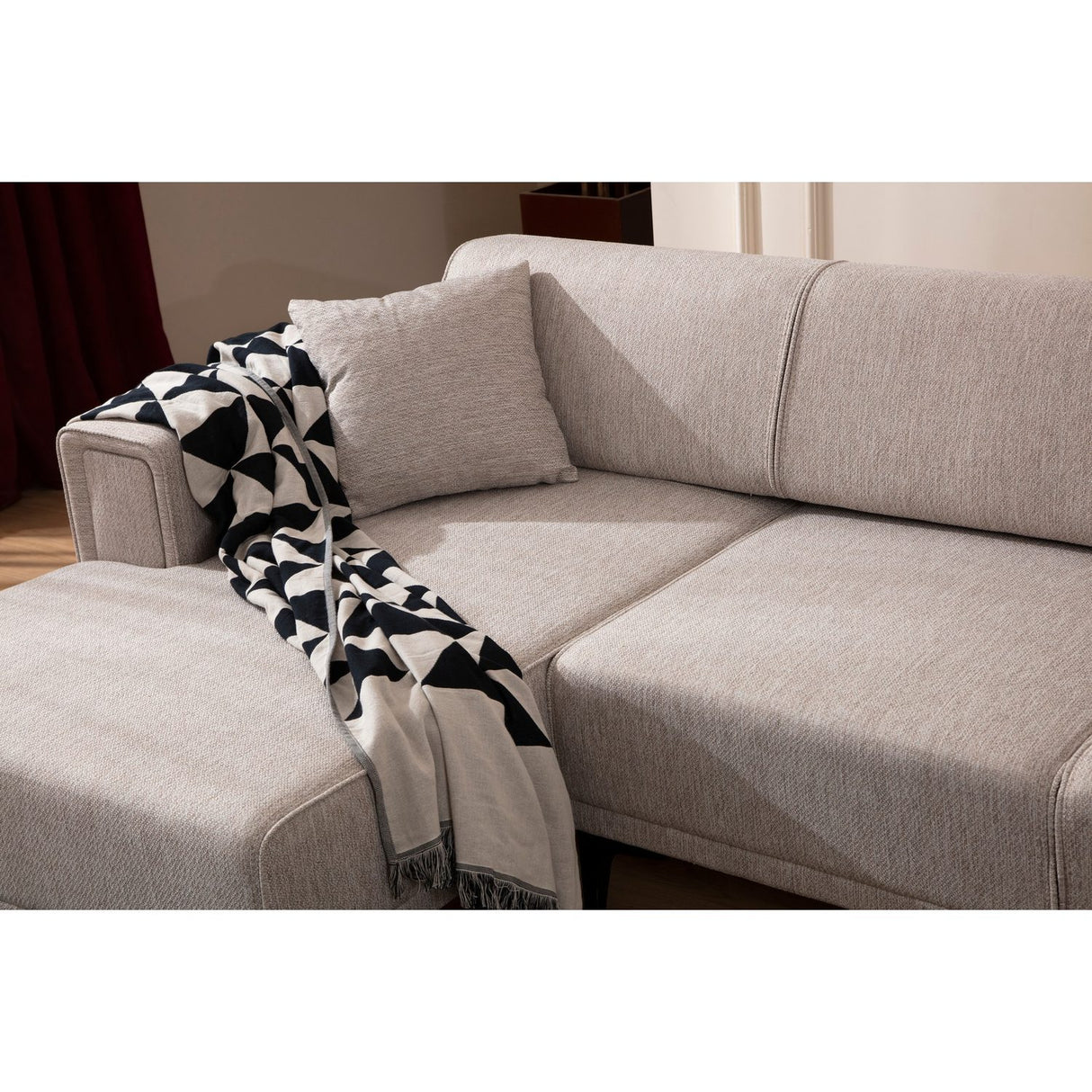 Hanoi (250-140 x 85 x 77 cm) Hörnsoffa-bäddsoffa Ljusbrun, Vänster