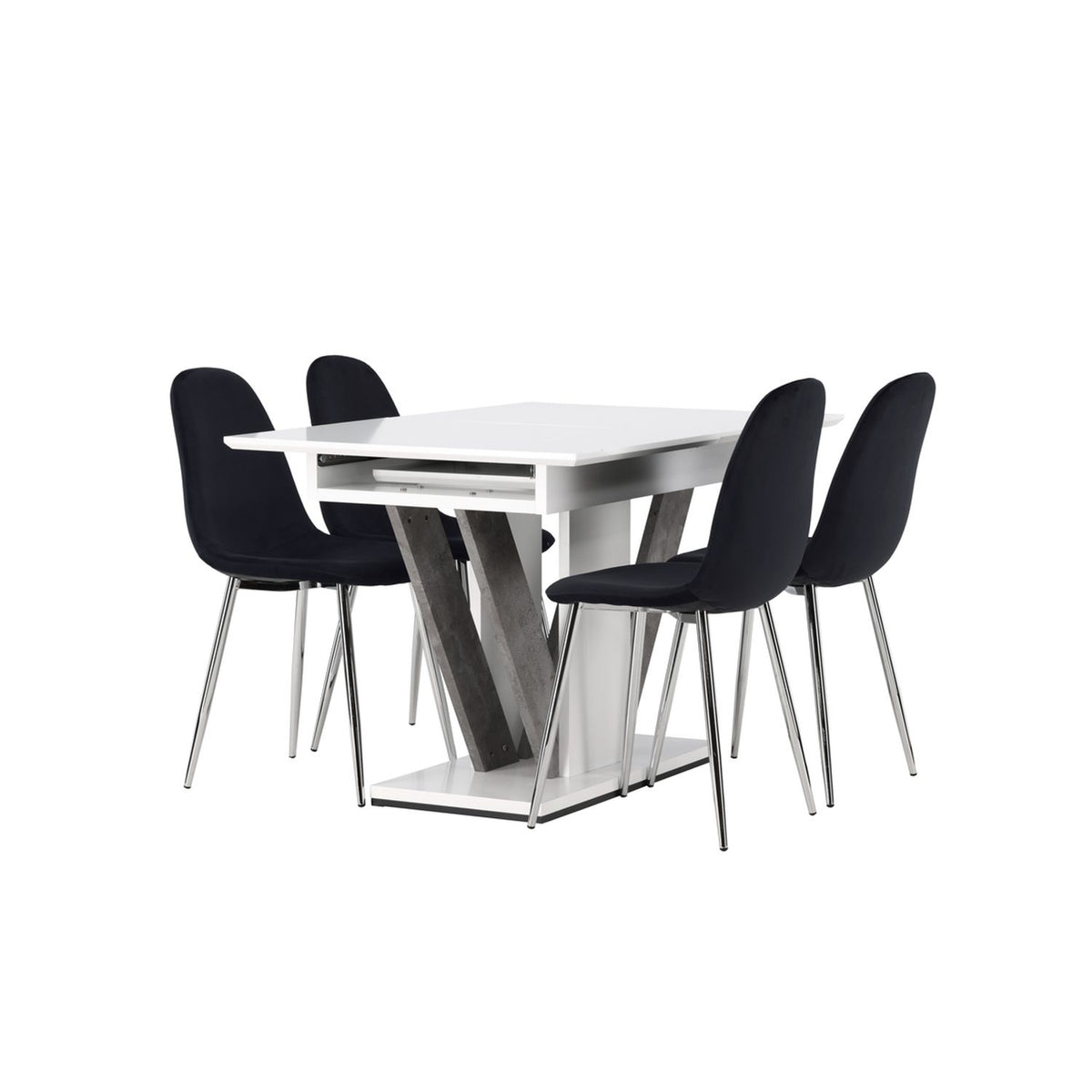 Disa, Polar Rektangulär matgrupp Svart,Silver, Grå,Vitt, 120 x 80