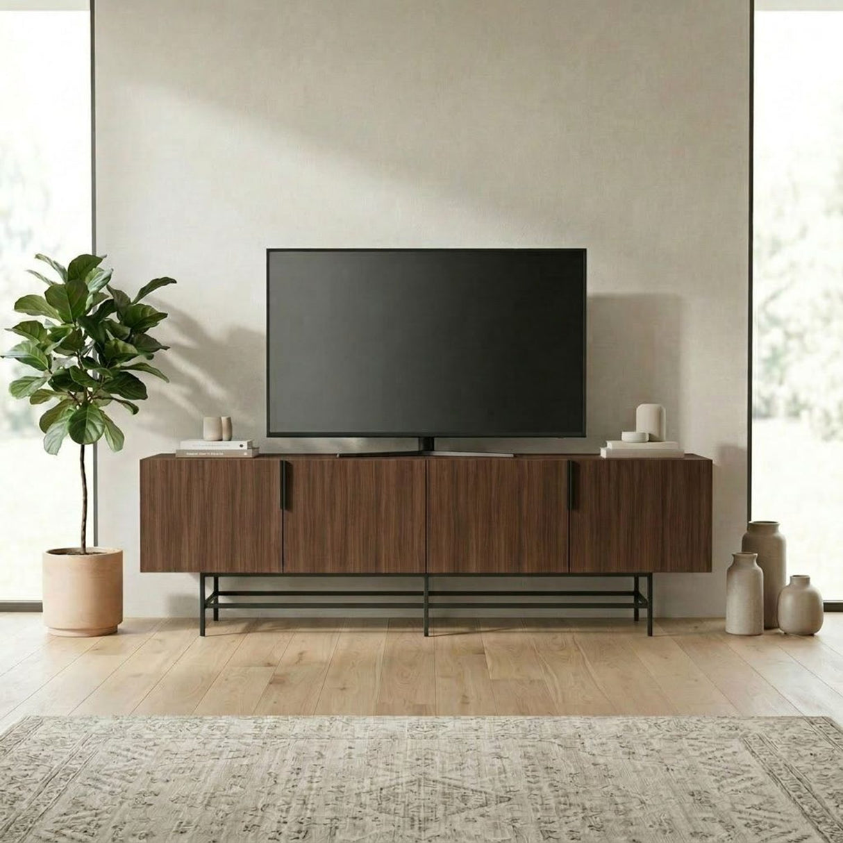 Edinburgh (200 x 55 x 35 cm) TV-bänk Milano valnöt svart