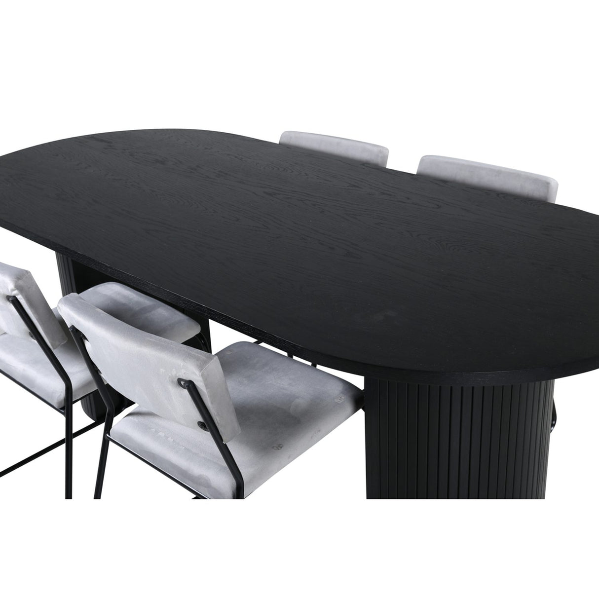 Bianca, Kenth Oval matgrupp Svart, ljusgrå, Svart, 200 x 90