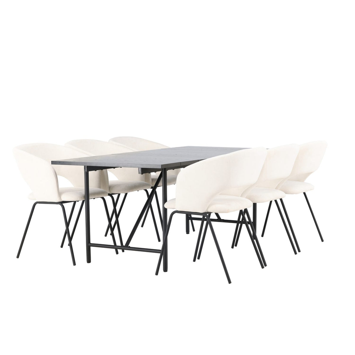 Astrid, Day Rektangulär matgrupp Svart,Brutet vitt, Svart, 200 x 90