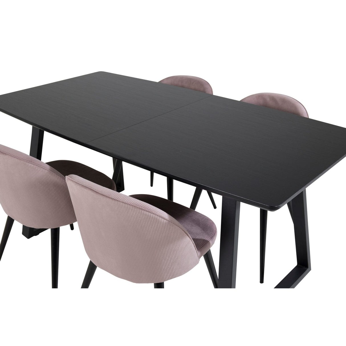 Inca, Velvet Rektangulär matgrupp Svart,Dammrosa, Svart, 160 x 85
