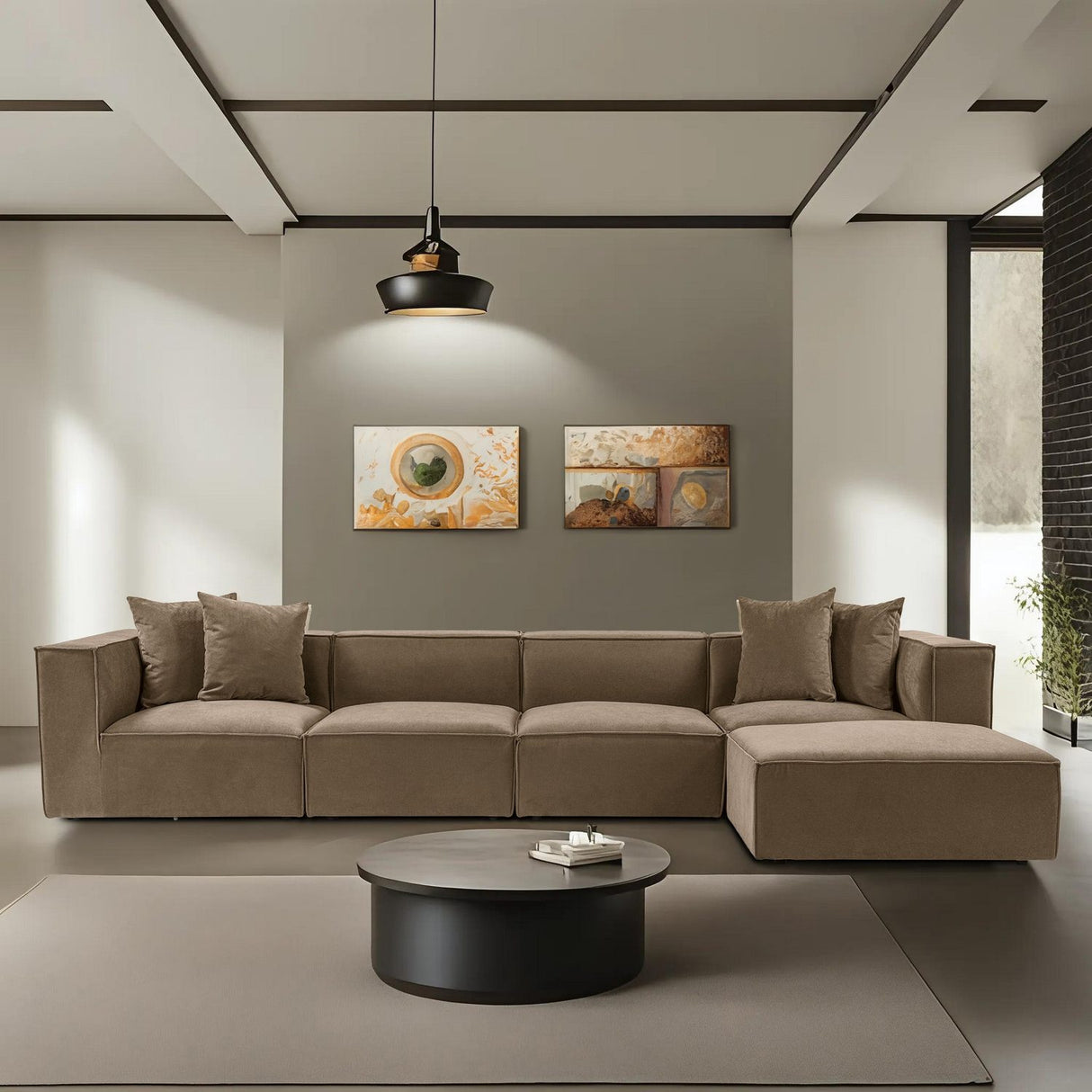 Sora (350 x 65 x 190 cm) Hörnsoffa Brun