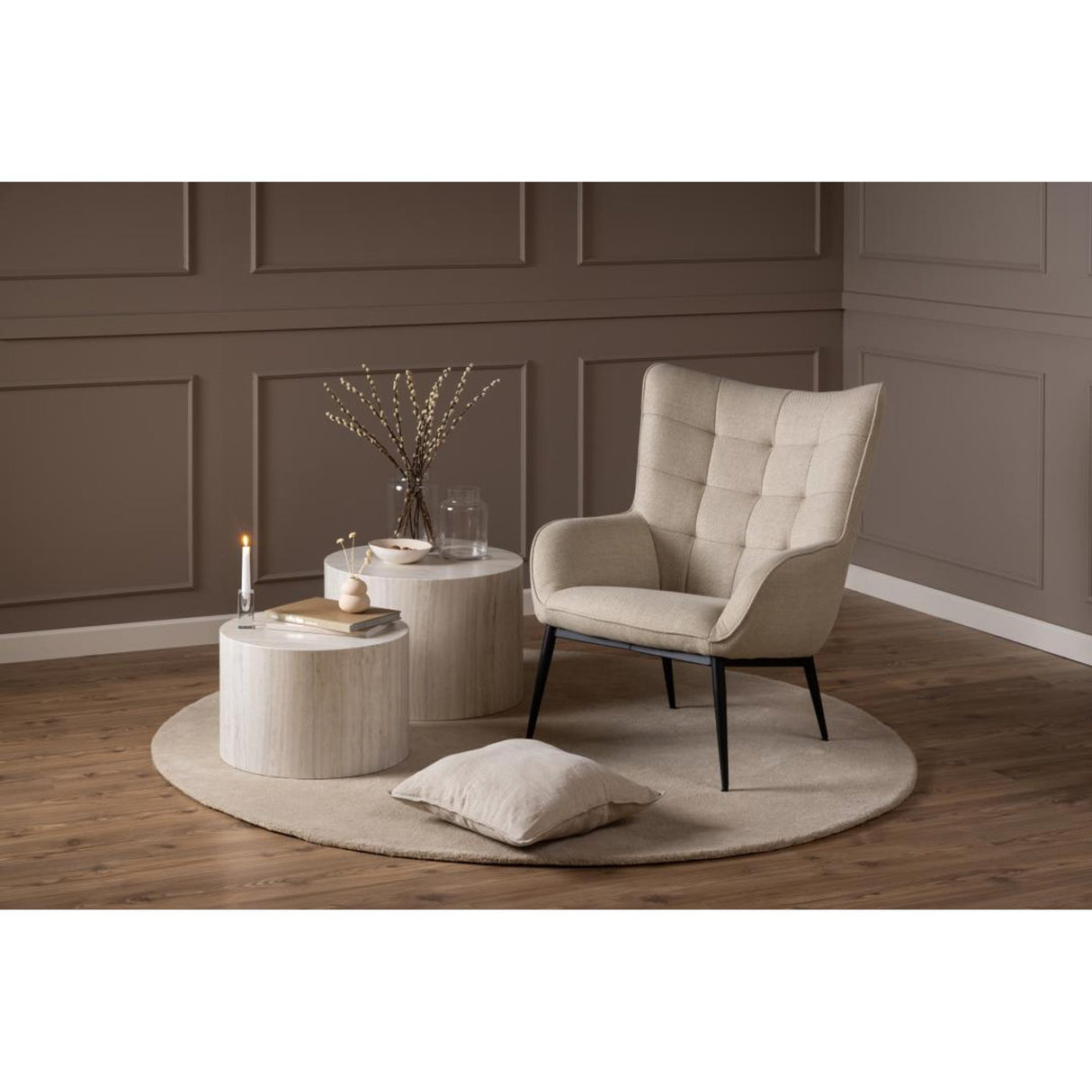 Dijon Satsbord Rund 58x58 cm Travertin