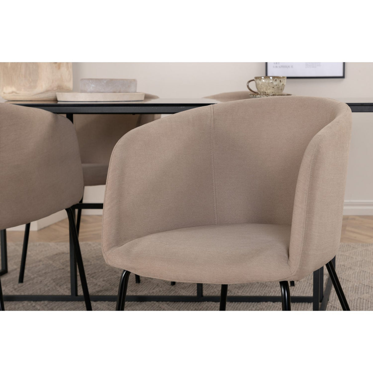 Leif, Berit Rektangulär matgrupp Beige, Svart, Svart, 200 x 90