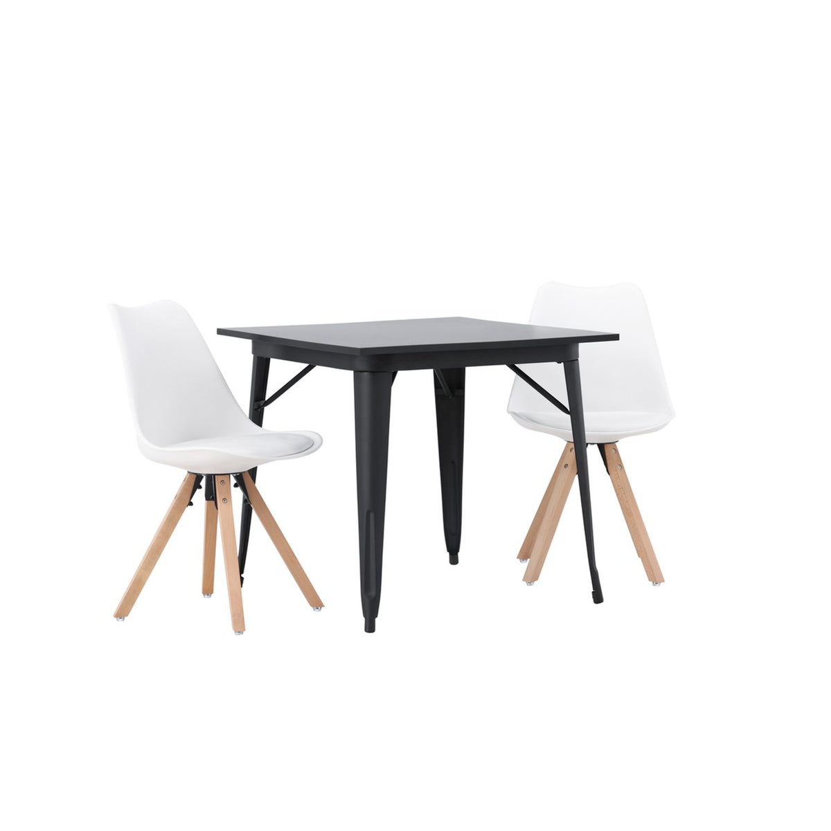 Tempe, Zeno Rektangulär matgrupp Natur, vit, Svart, 80 x 80