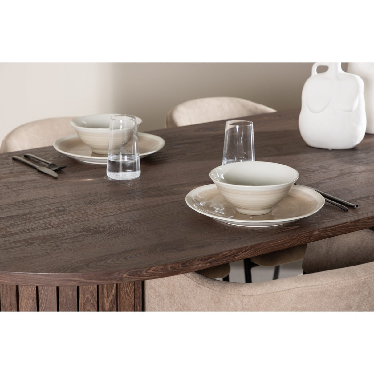 Härön, Evelina Oval matgrupp Beige,Svart, Mocca, 200 x 90