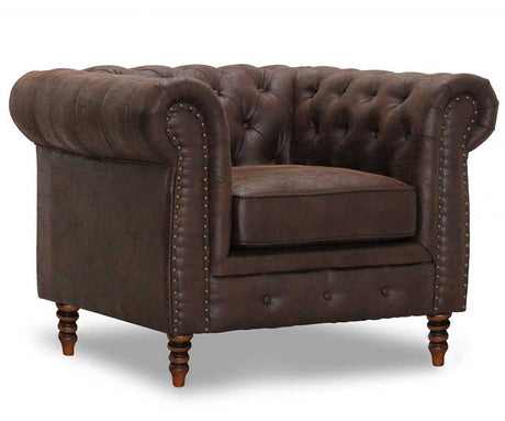 Cambridge Chesterfield Fåtölj Brunt Vintage tyg