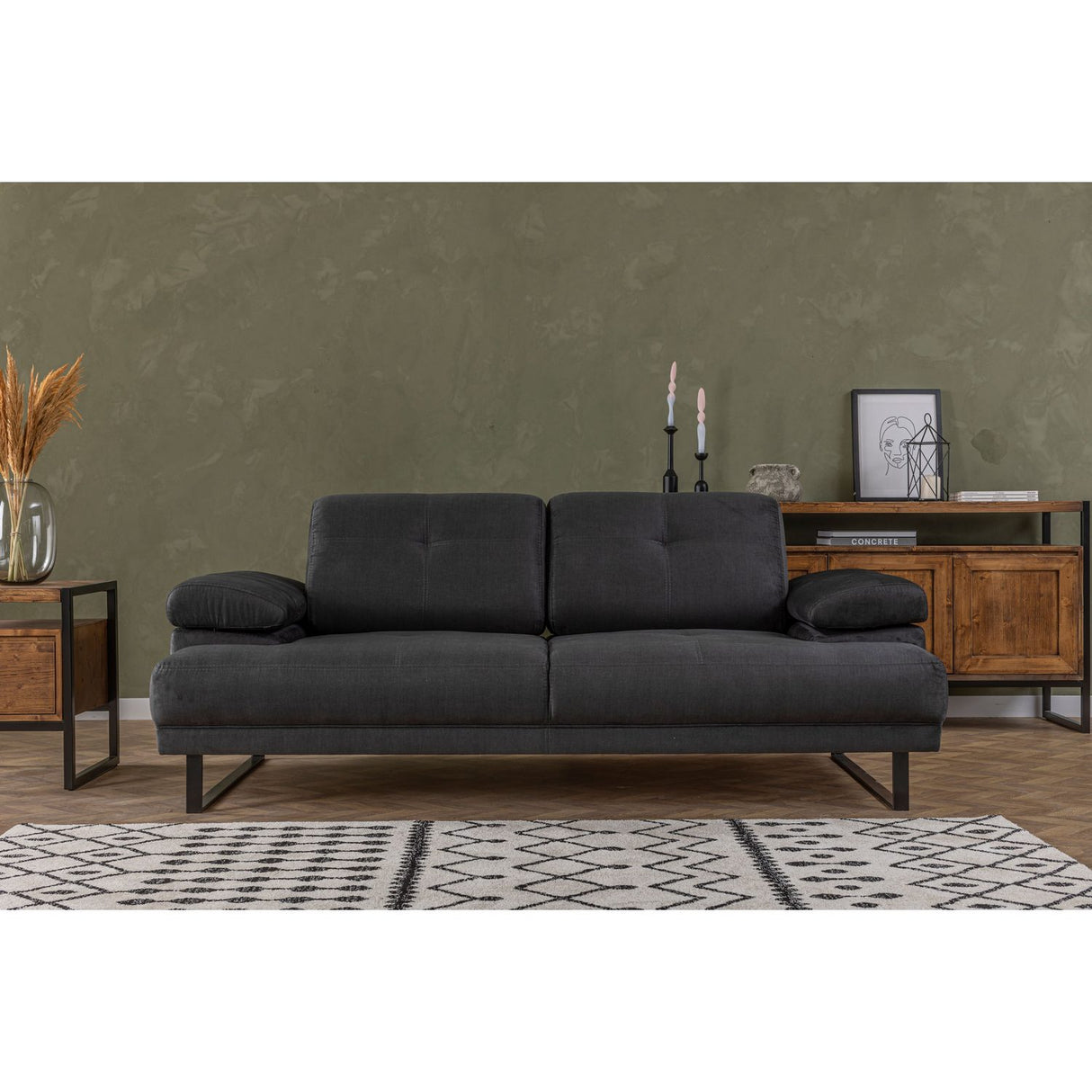 Kingston (199 x 99 x 83 cm) 2-sits bäddsoffa Antracit