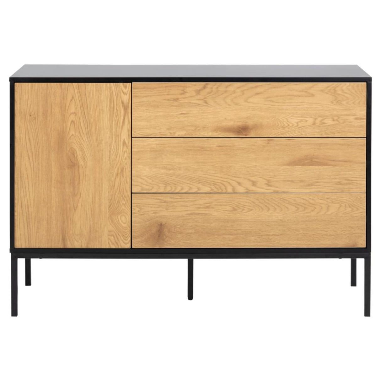 Notting Hill Sideboard 3 lådor 120x40x82 cm Svart/Ek