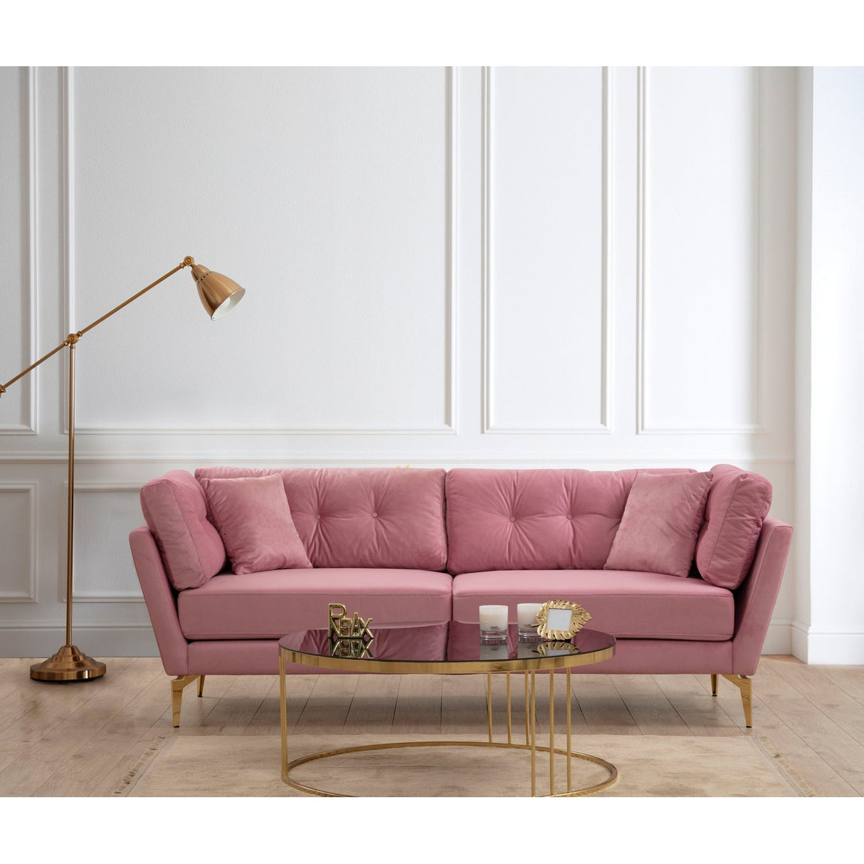 Maputo (214 x 90 x 84 cm) 3-sitssoffa Dusty Rose