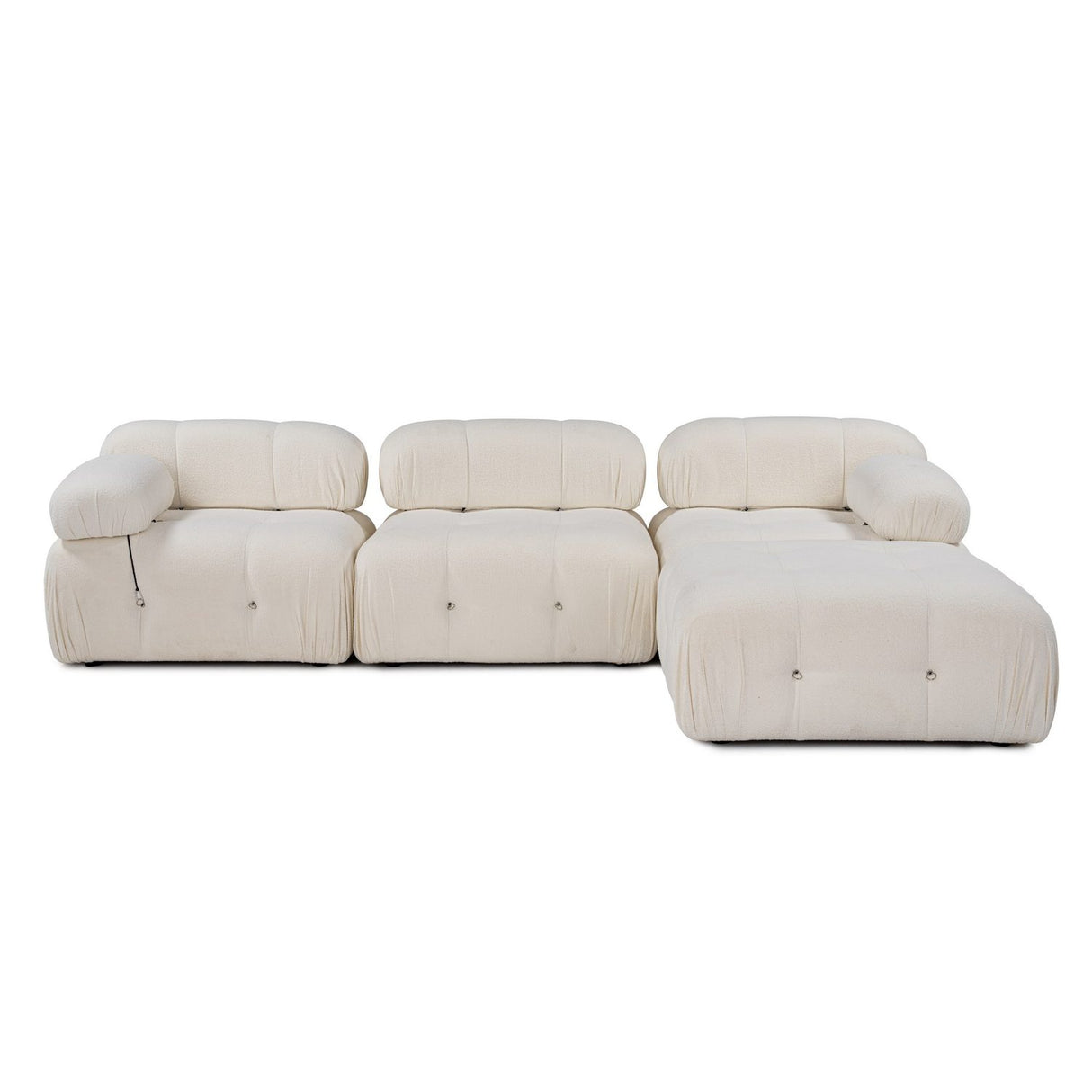 Vienna Beige L1-O1-1R-PUF (288 x 95 x 75 cm) Hörnsoffa Vit