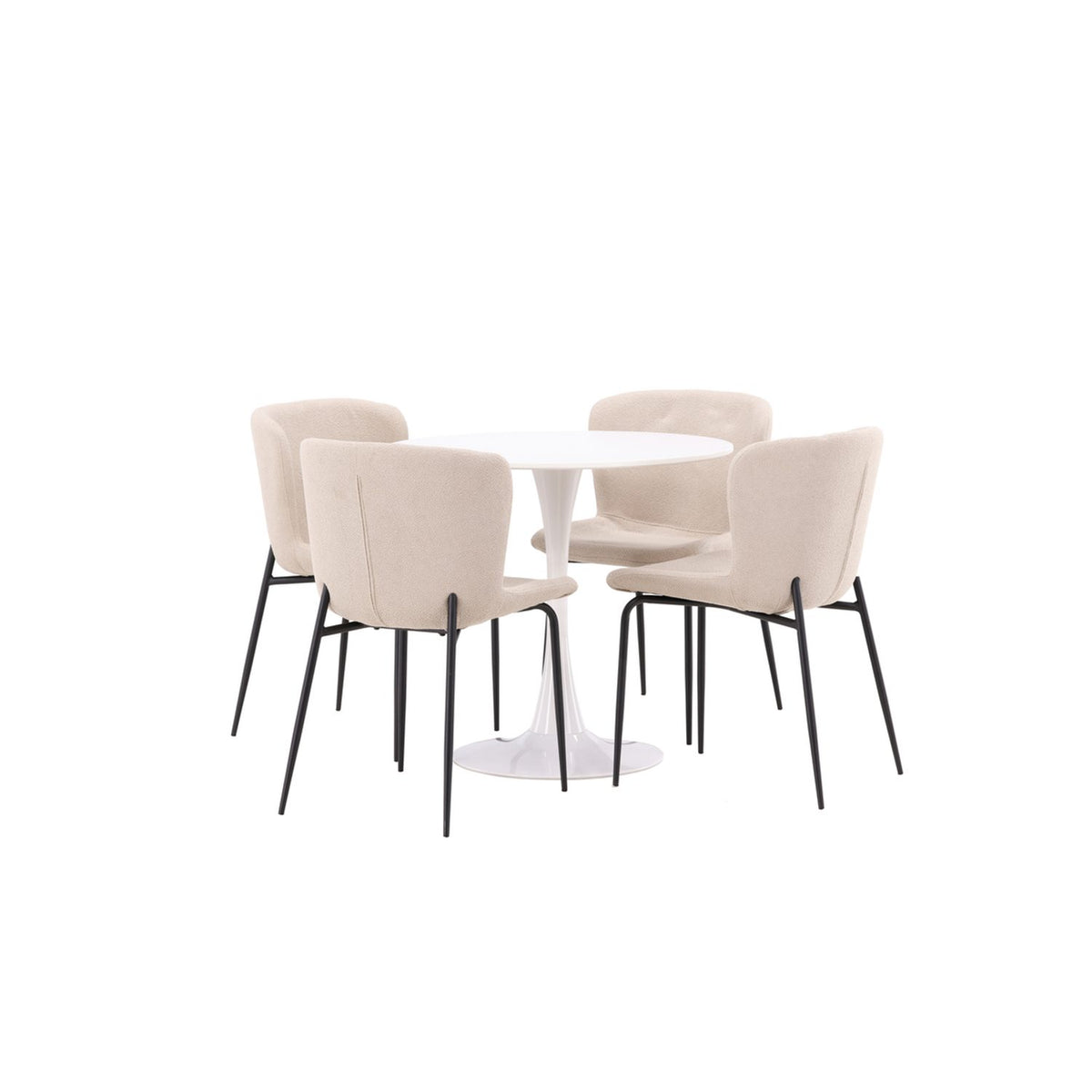 Hamden, Modesto Rund matgrupp Beige, svart, Vit, ⌀80