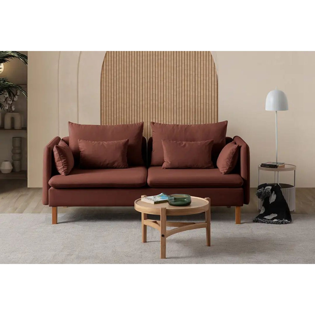 Oslo (195 x 75 x 100 cm) 3-sitssoffa Kakelröd
