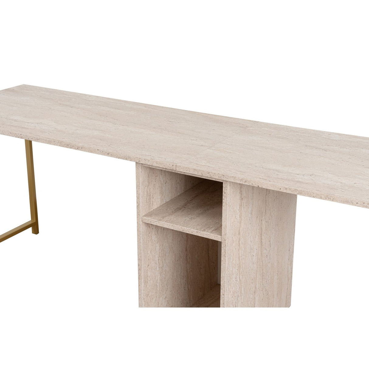 Gaborone dubbel studie-/skrivbord (240 x 74 x 60 cm) Skrivbord för studier Travertin Guld