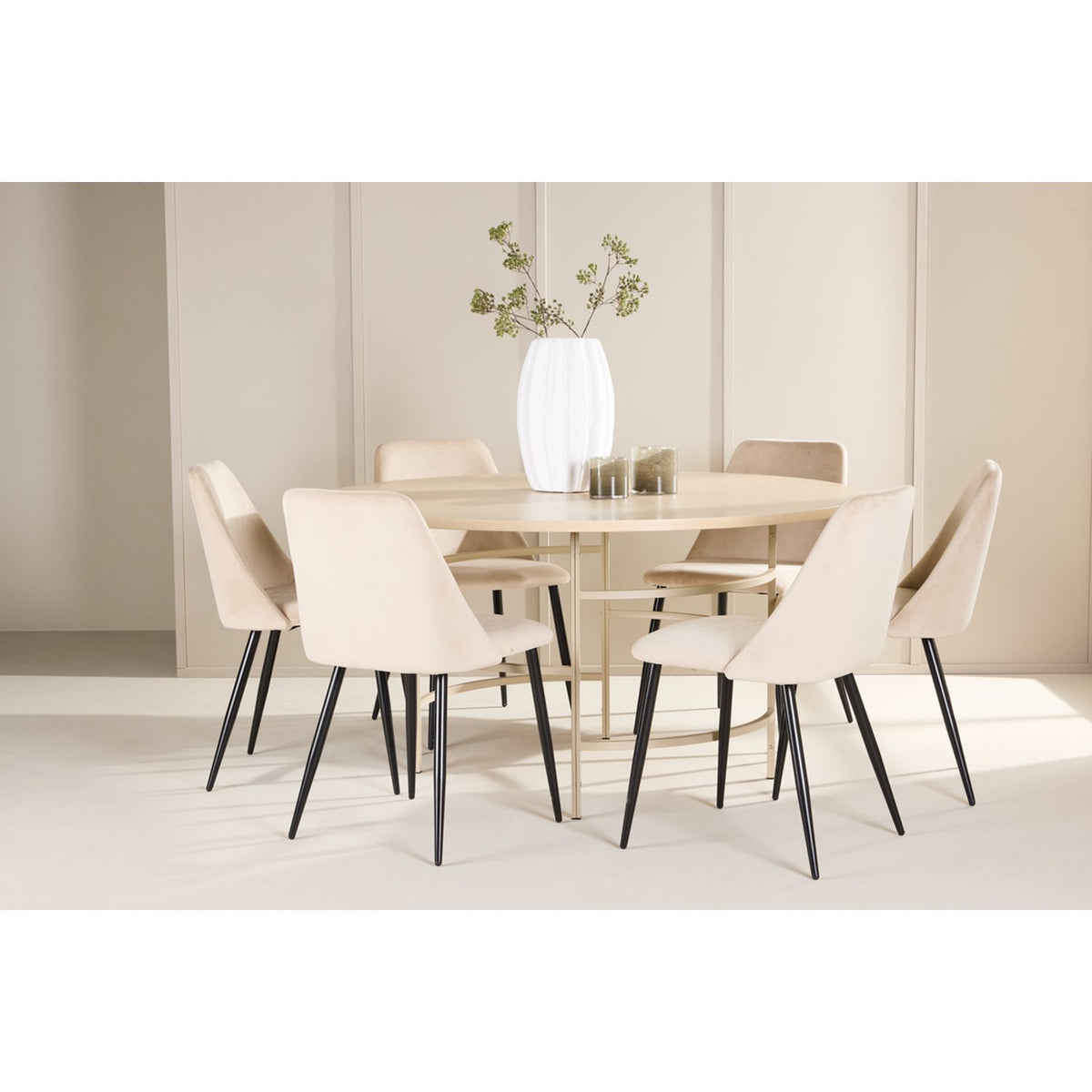 Copenhagen, Night Rund matgrupp Beige, Vitputsad, 6st