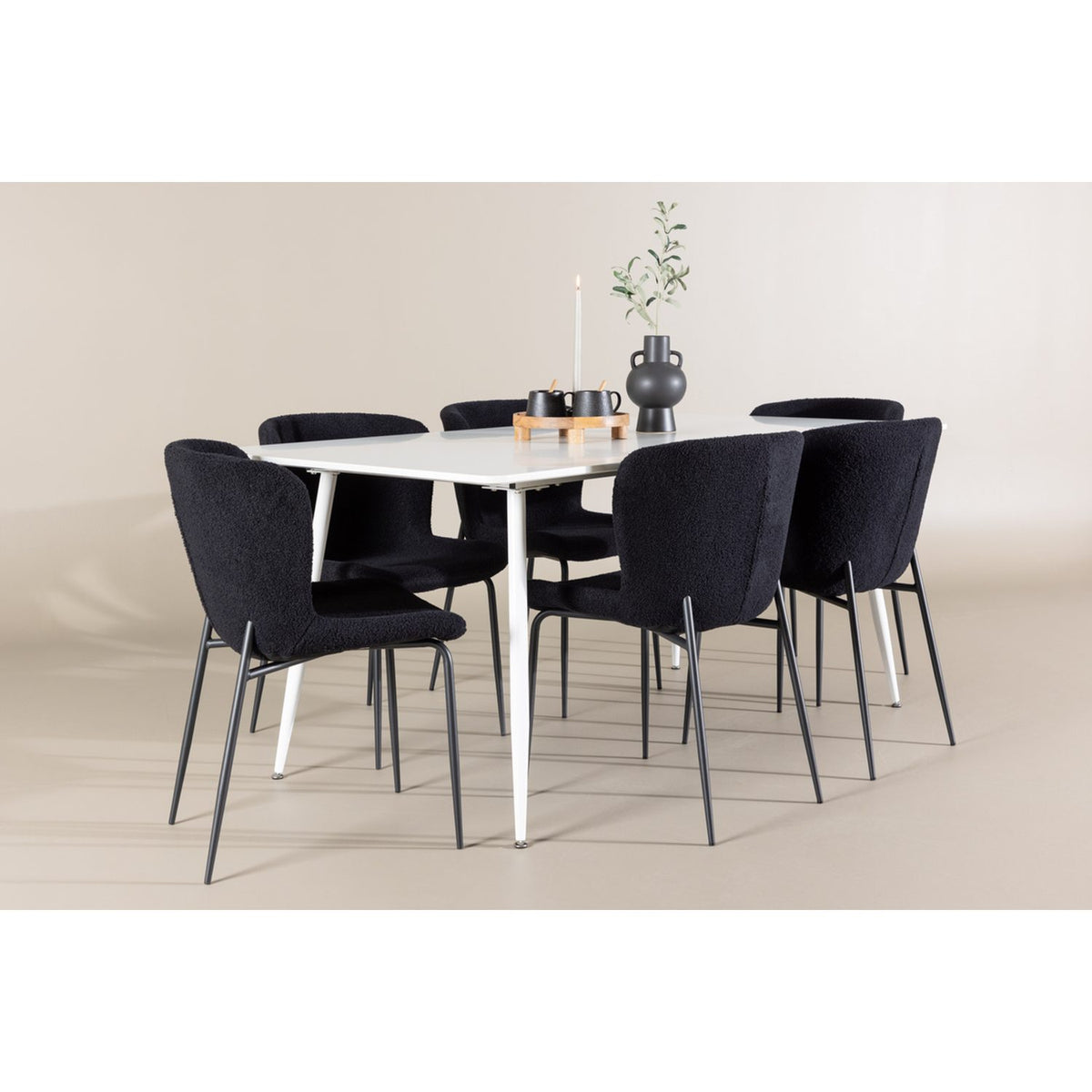 Silar, Modesto Rektangulär matgrupp Svart, Vit, 180 x 90