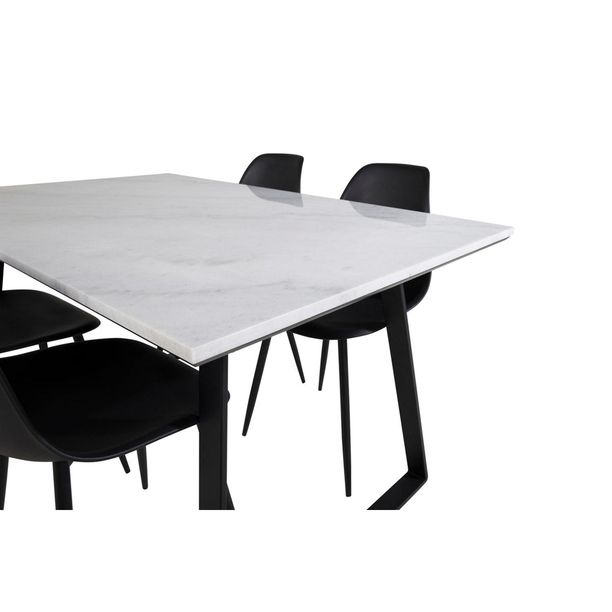 Estelle, Polar Rektangulär matgrupp Svart, Svart, vit, 140 x 90