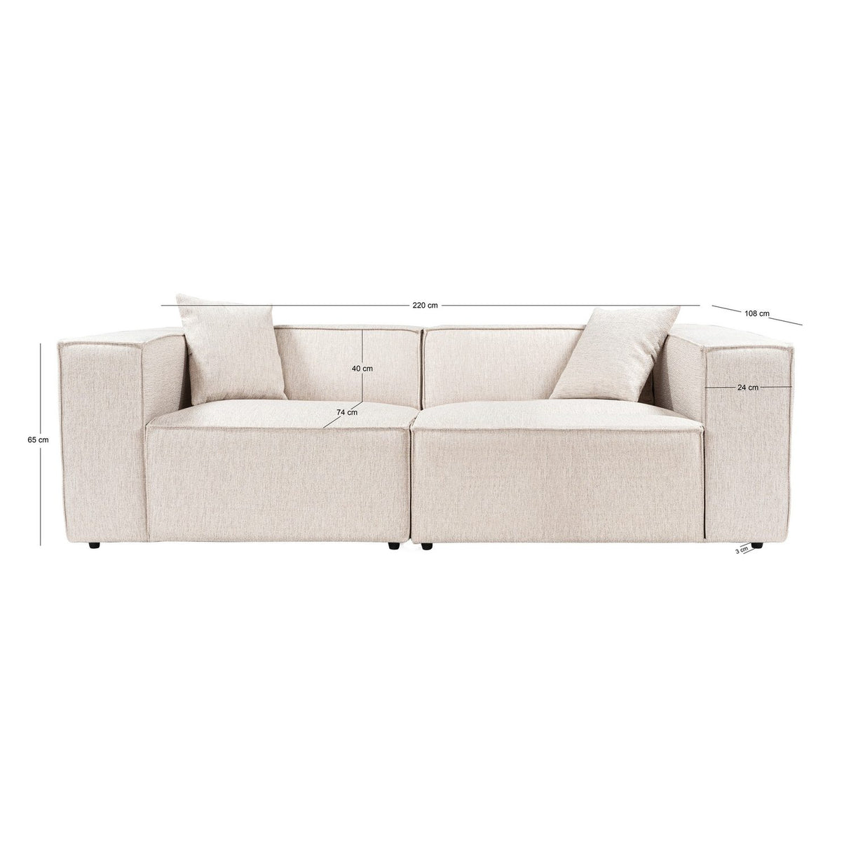 Tbilisi 2-sits (220 x 108 x 65 cm) 2-sitssoffa Ljusbrun