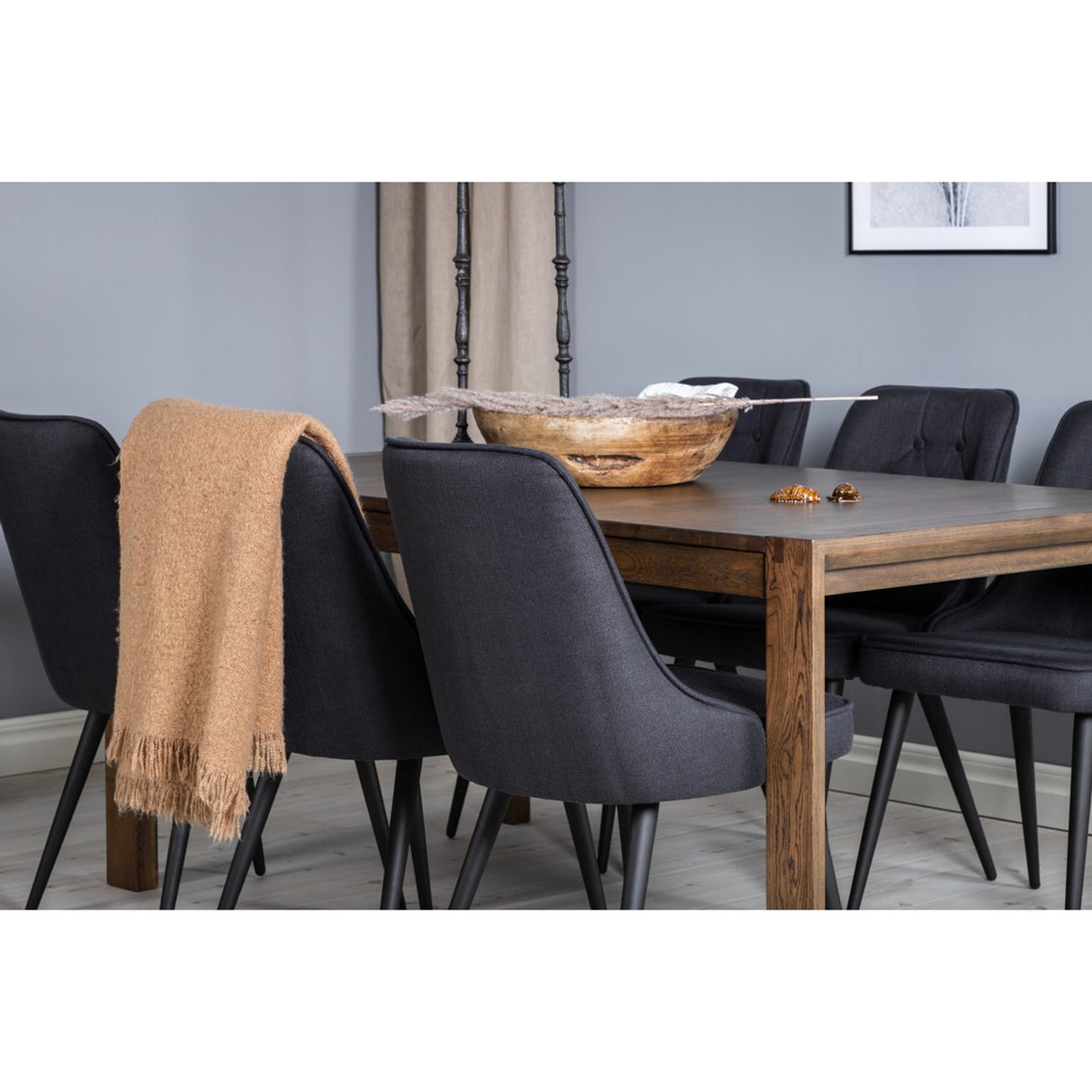 Slider, Velvet Deluxe Rektangulär matgrupp Svart, Natur, 170 x 95