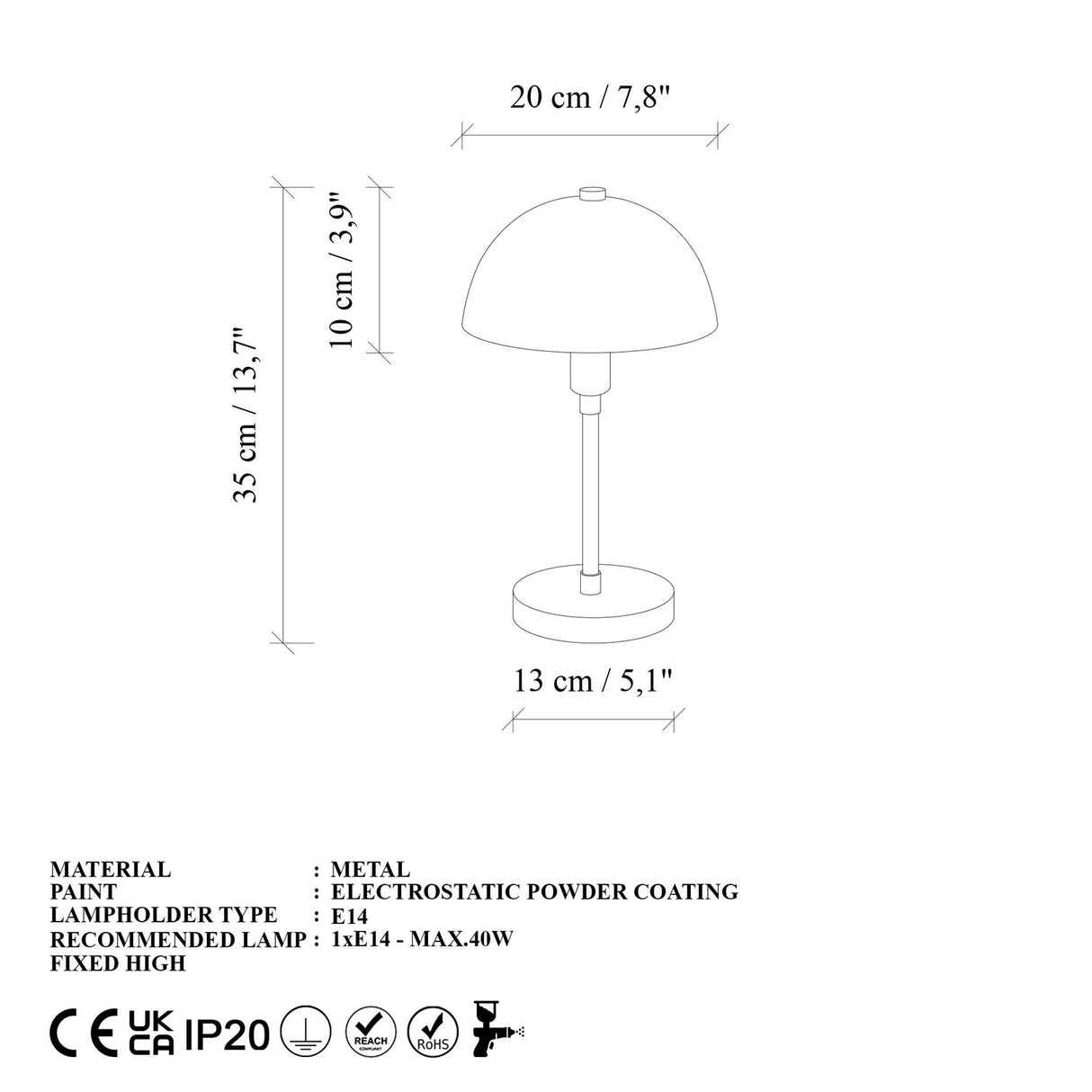 Lusaka (20 x 35 cm) Antik Bordslampa