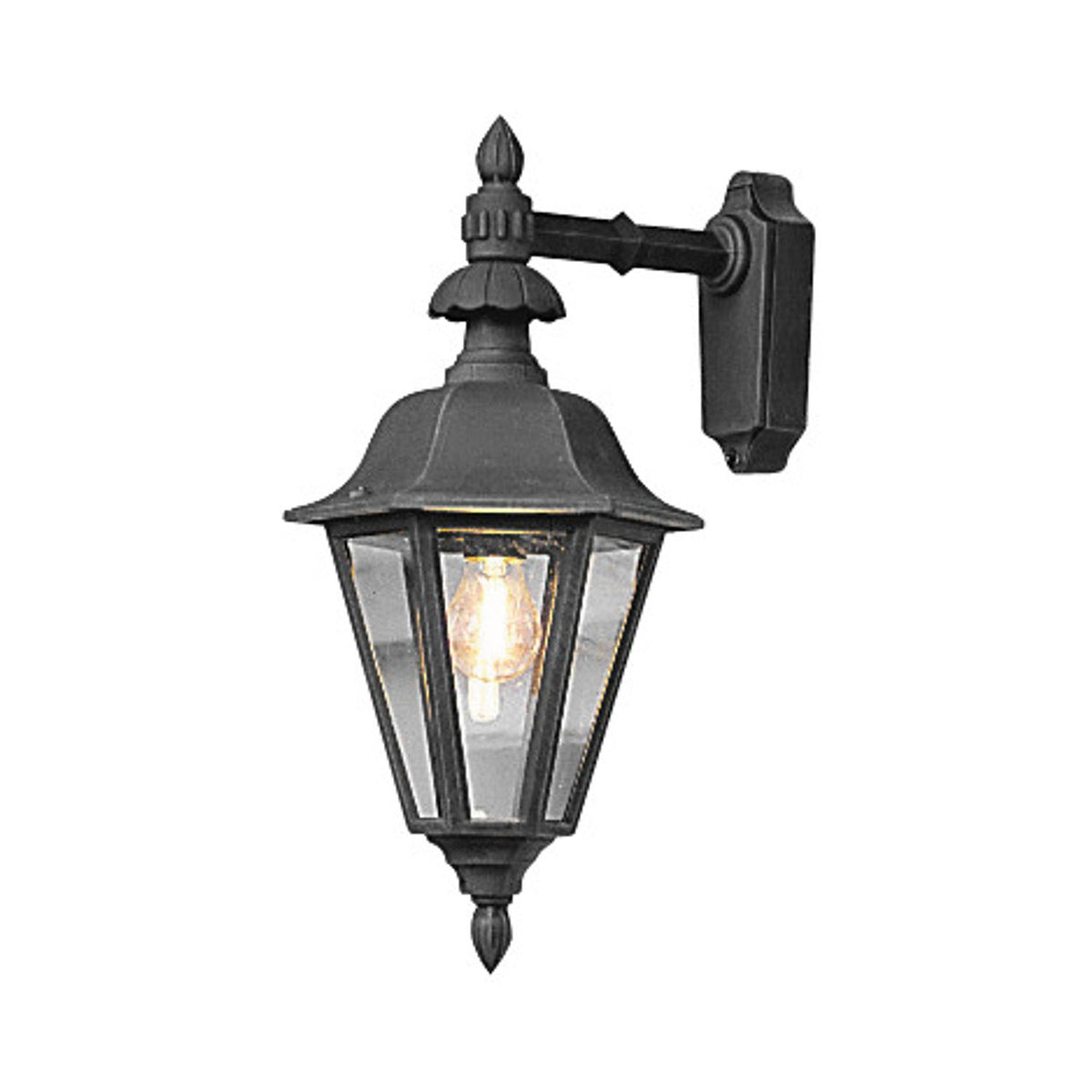 Pallas E27 Stor Vägglampa Ute Ned, Mattsvart