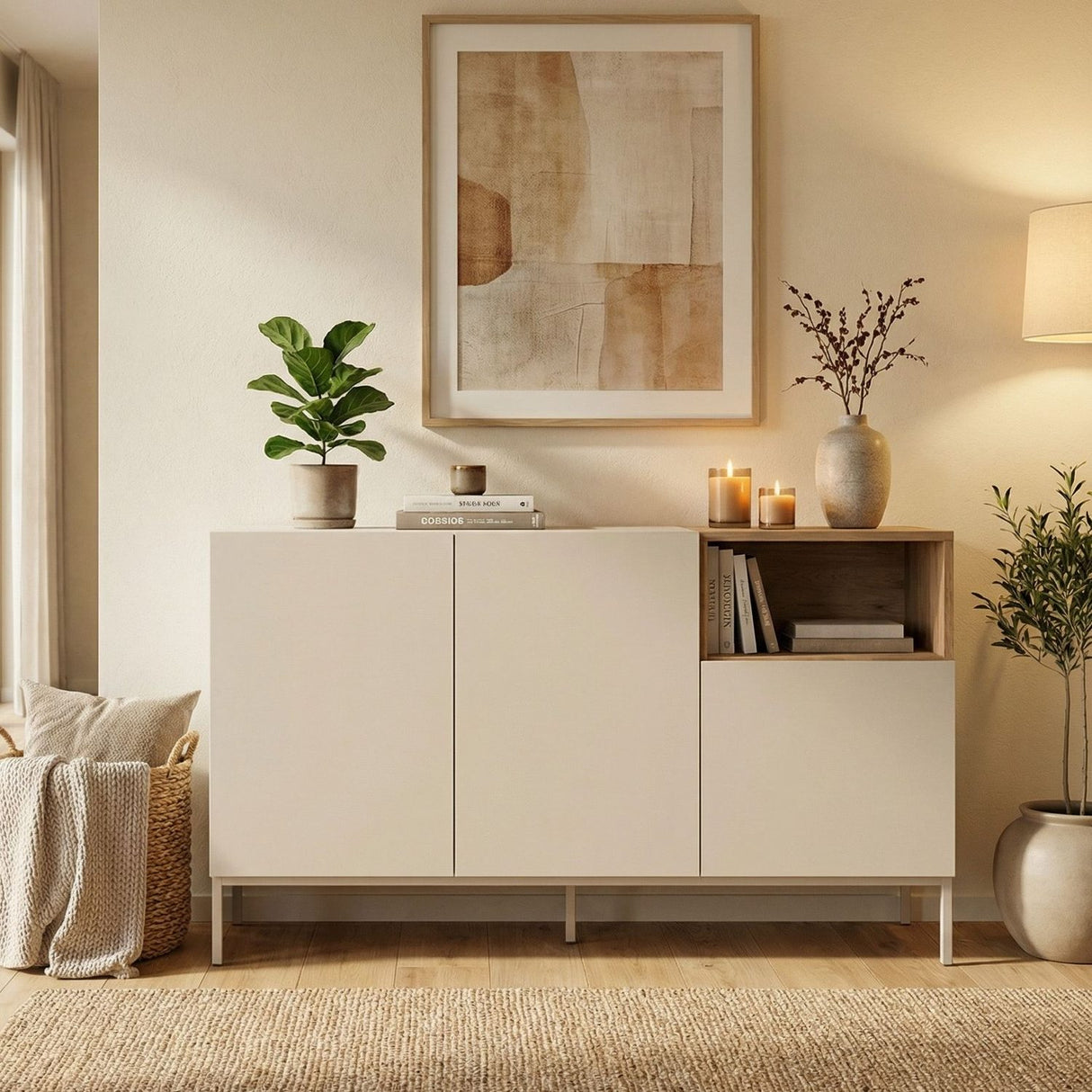 Paramaribo 140 (140 x 80 x 41,8 cm) Konsolbord Sandsten naturlig ek