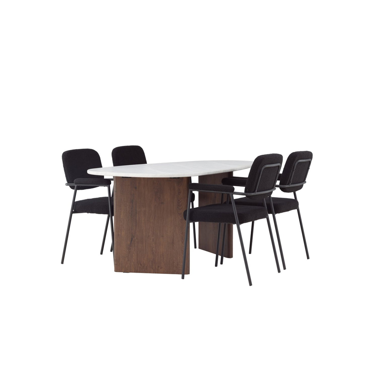 Grönvik, Yesterday Ovalt matgrupp Svart, Mocka, 180 x 90