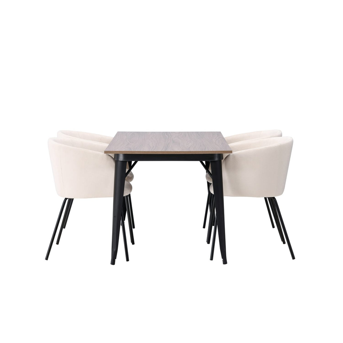 Tempe, Berit Rektangulär matgrupp Beige, Svart, Valnöt, 140 x 80