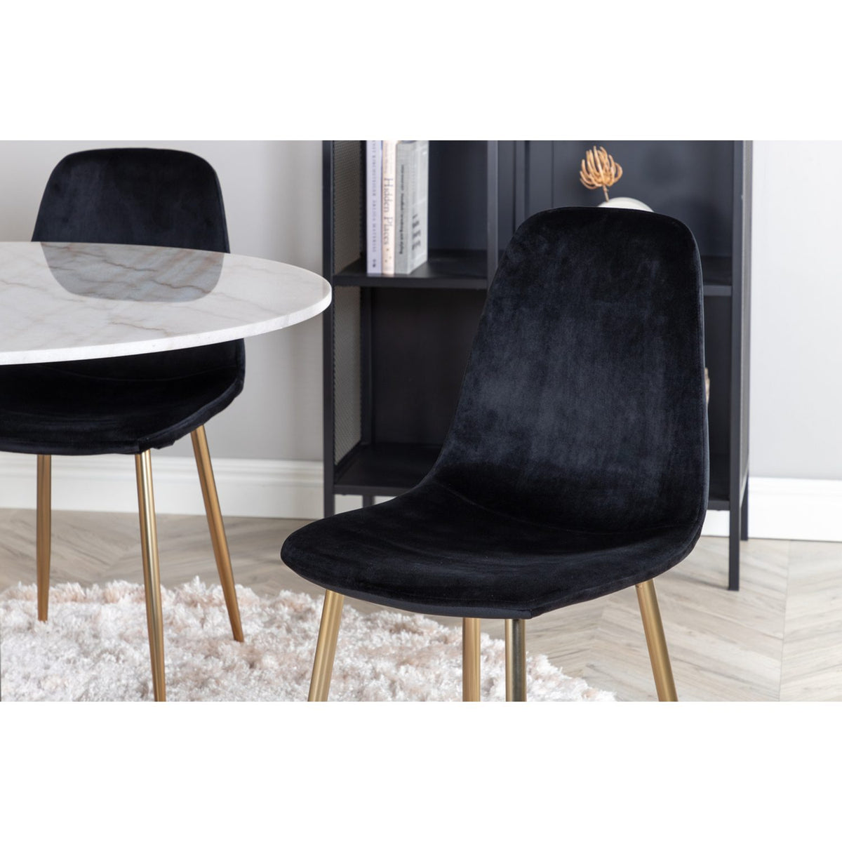 Estelle, Polar Rund matgrupp Svart,Guld, Svart,Vit, ⌀106