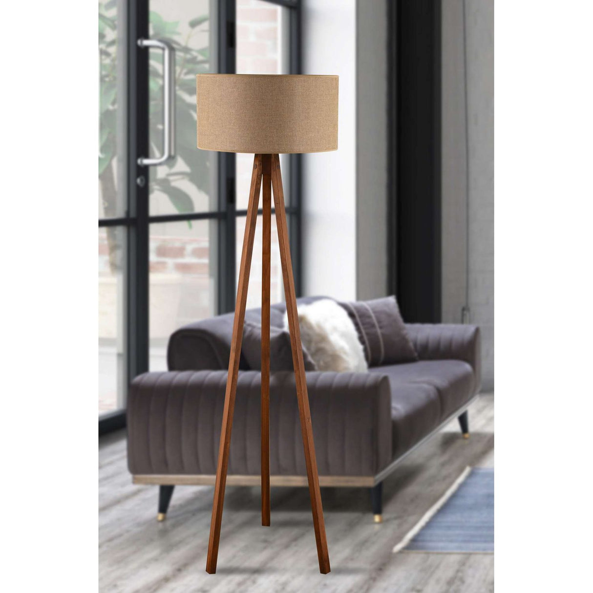Hanoi (H 140 cm) Beige Walnut Golvlampa