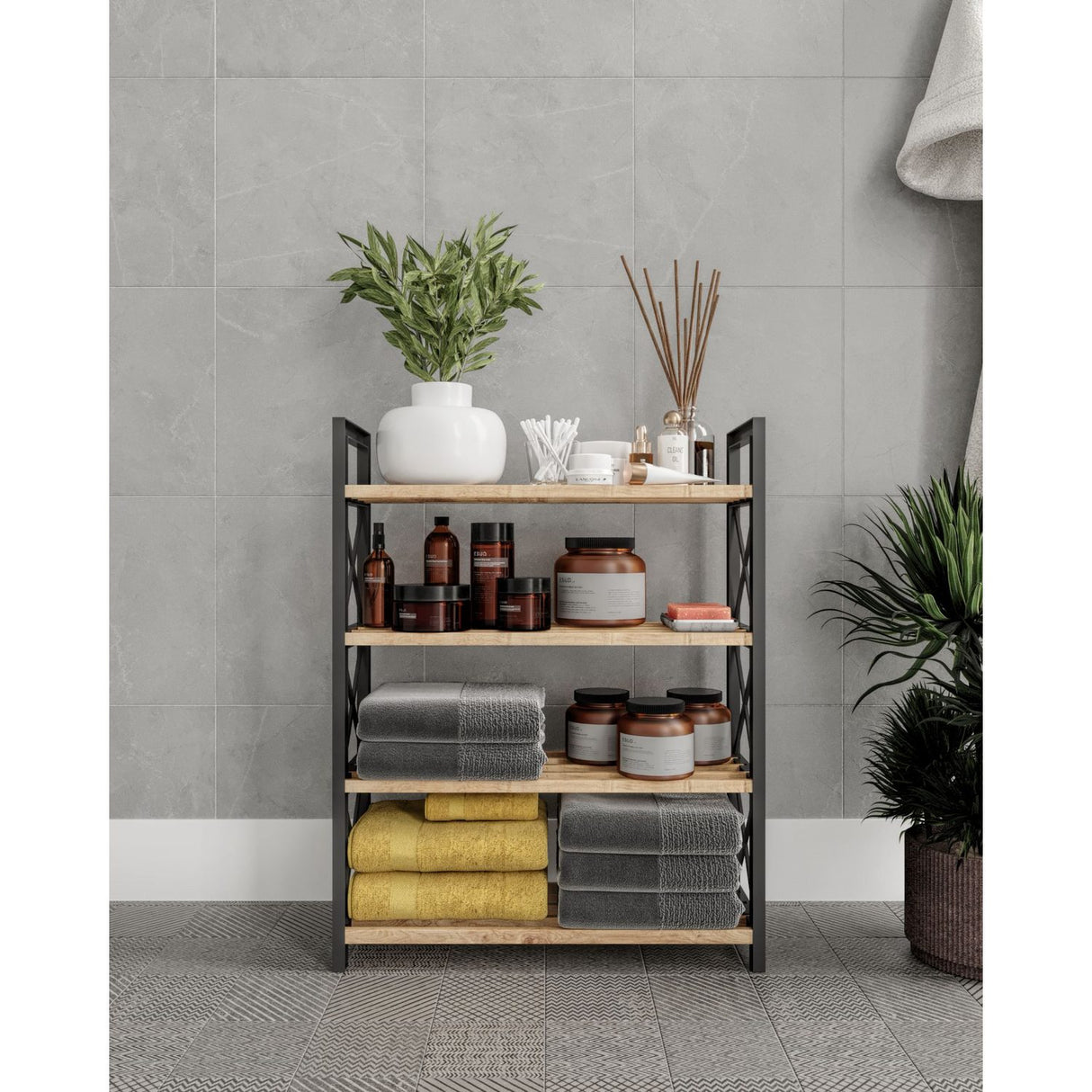 Plastbadrum 4 (46 x 64 x 18 cm) Svart Hylla för flera ändamål