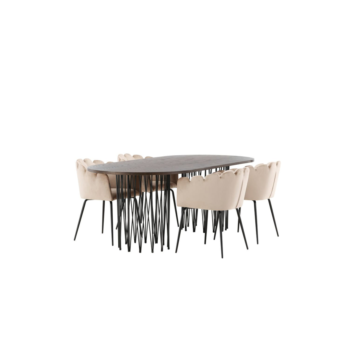 Stone, Limhamn Oval matgrupp Beige,Svart, Svart, mocka, 220 x 100