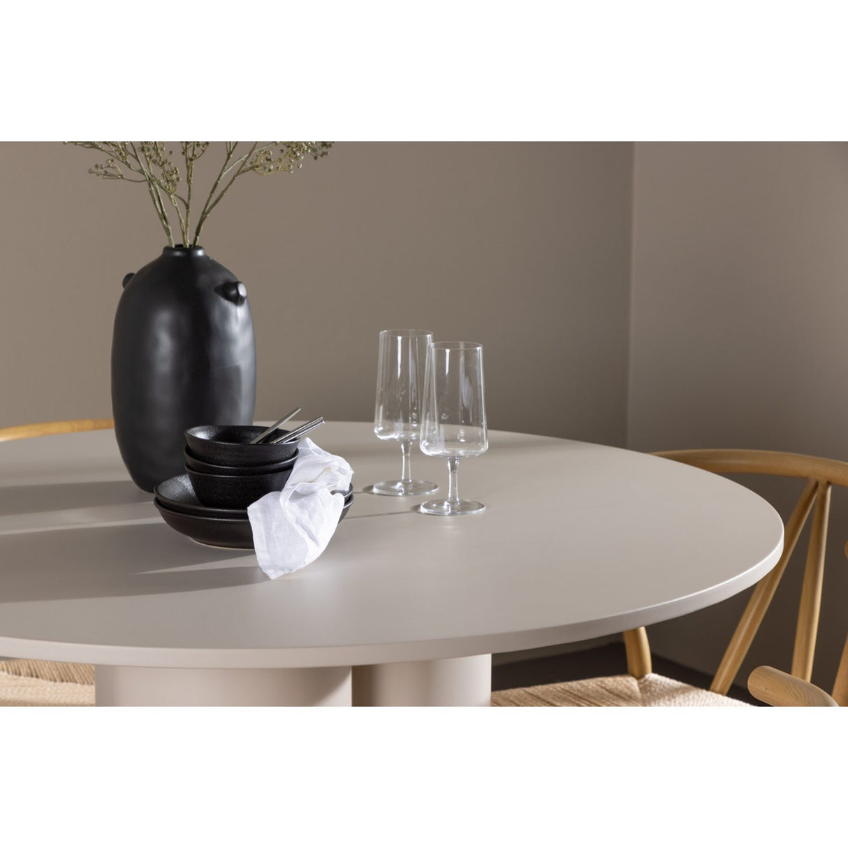 Olivia, Alfons Rund matgrupp Natur, Beige, ⌀110